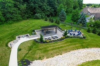 Gazebo and green landscape